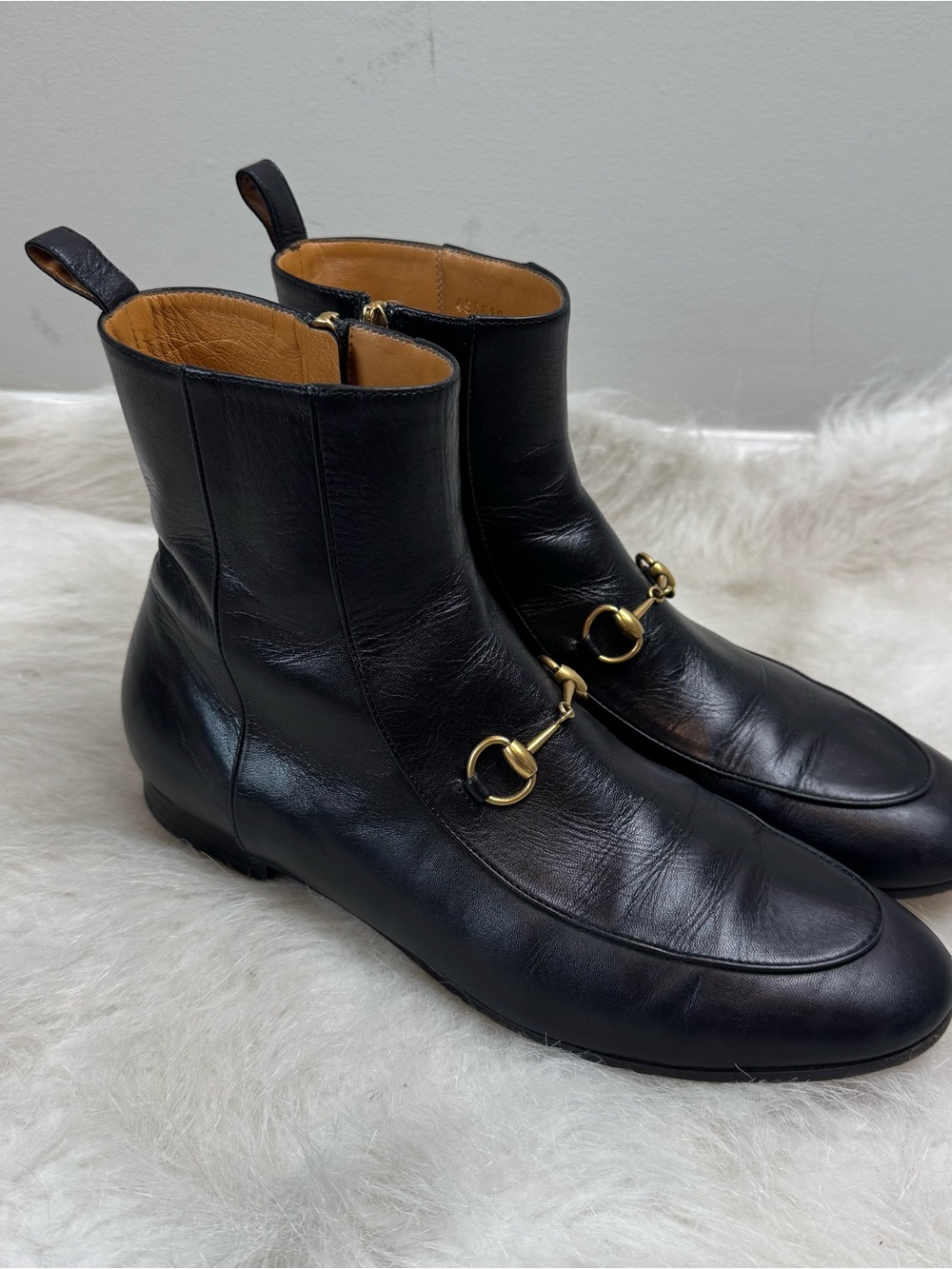 Gucci Malaga Jordaan Black Leather Horsebit Ankle Boots 39 - Picture 4 of 11
